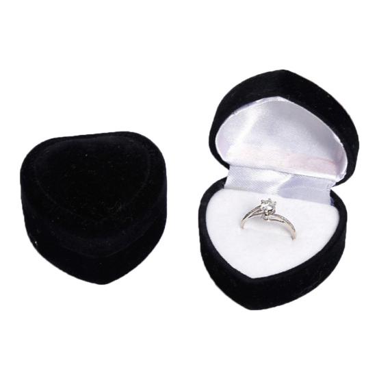 Heart Shape Finger Ring Ear Stud Jewelry Display Holder Storage Box Container