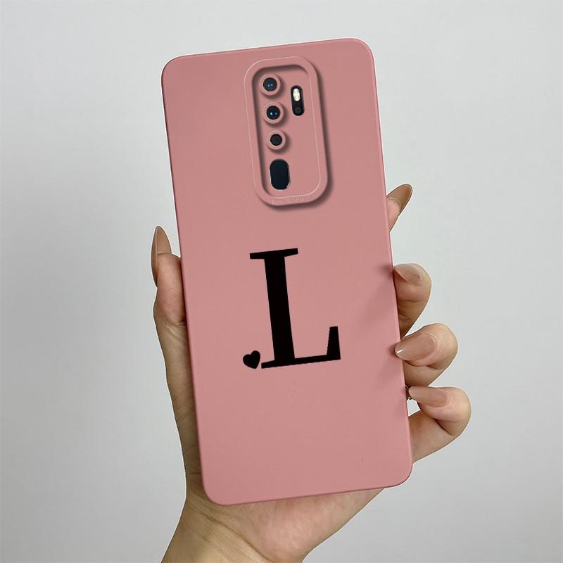 Cute Initial Letters Case For OPPO A5 (2020) Liquid Silicone Smooth Cases For OPPO A9 (2020) A11X Soft Cover OPPO A5 2020 Bag