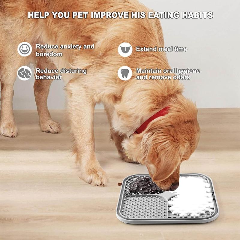 LMETJMA Lick Mat for Dogs and Cats Silicone Licking Mat with Suction Cups for Anxiety Relief Square Dog Slow Feeder Lick Pat