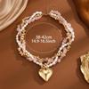 Fashion Elegant Heart Beaded Necklace Boho Irregular Crystal Design for Women Casual Office Date Matching Jewelry Gift
