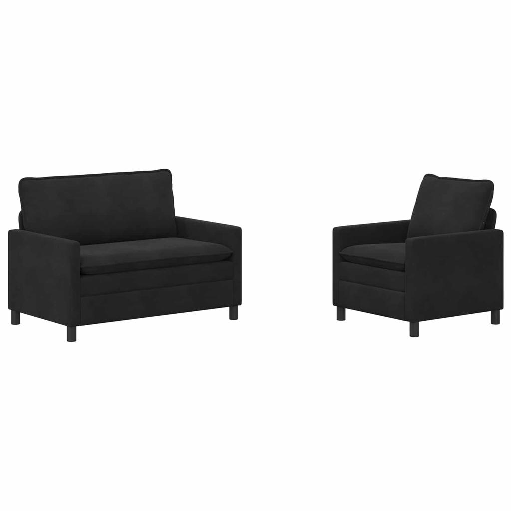 Sofa Set 2 Pcs Black Velvet