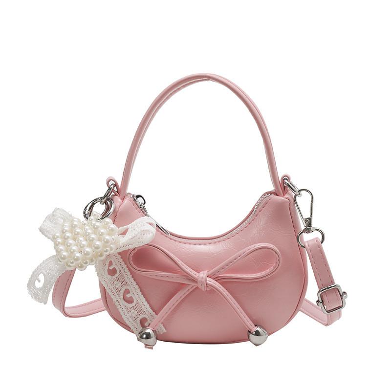 Single Purse Bow Shoulder Crossbody Bag With Pearl Pendant For Fashion Daily