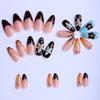 Frische und süße mandelförmige französische Leopardenmuster-Blütenblatt-Ins-Press-On-Nägel, 24 Stück künstliche Nägel