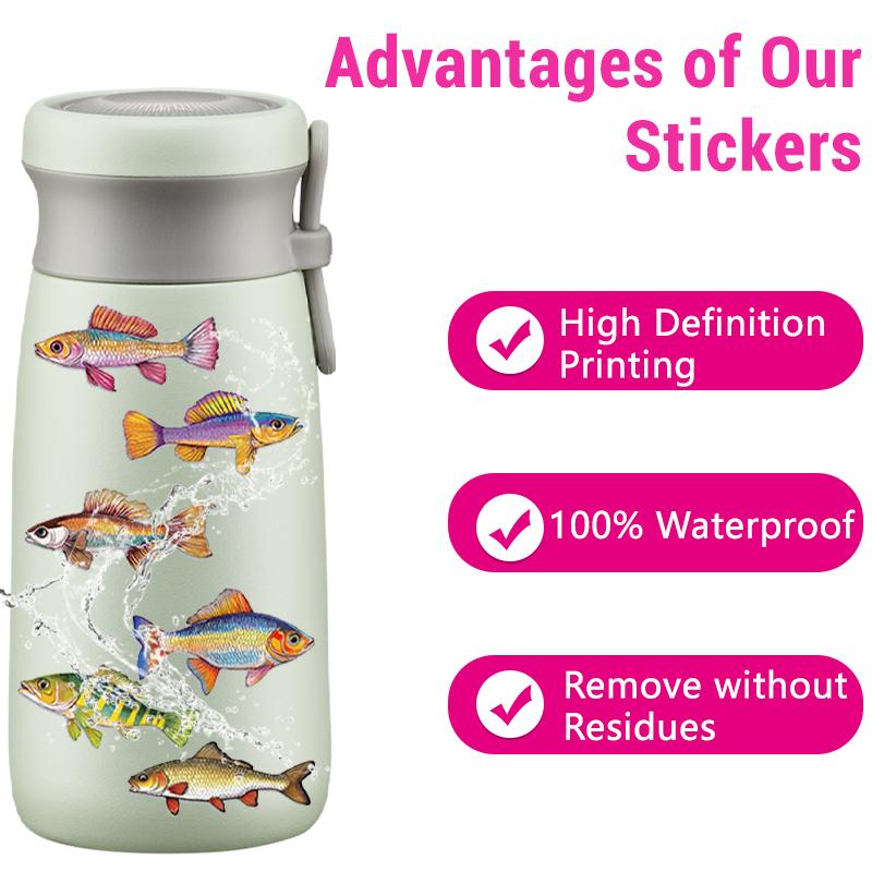 50PCS Goldfish Stickers PET Fish Aesthetic Sticker Tropical Marine Life Ocean Decals Waterproof Vinyl Stickers for Laptop Phone