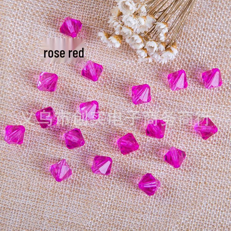 6-10mm Transparent White Double-Pointed Acrylic Beads for DIY Jewelry Crafting