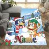 Christmas Bluey Family Customizable Name Floor Mat Suitable for Kitchen Hallway Balcony Outdoor Anti-slip Rug Decorate Offices Wedding Party Gift