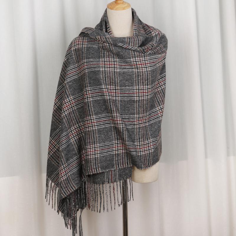 Winter Cashmere Plaid Scarf Design Women Warm Shawl Wraps Soft Pashmina Men Long Tassels Scarves Thick Blanket Foulard Bandana