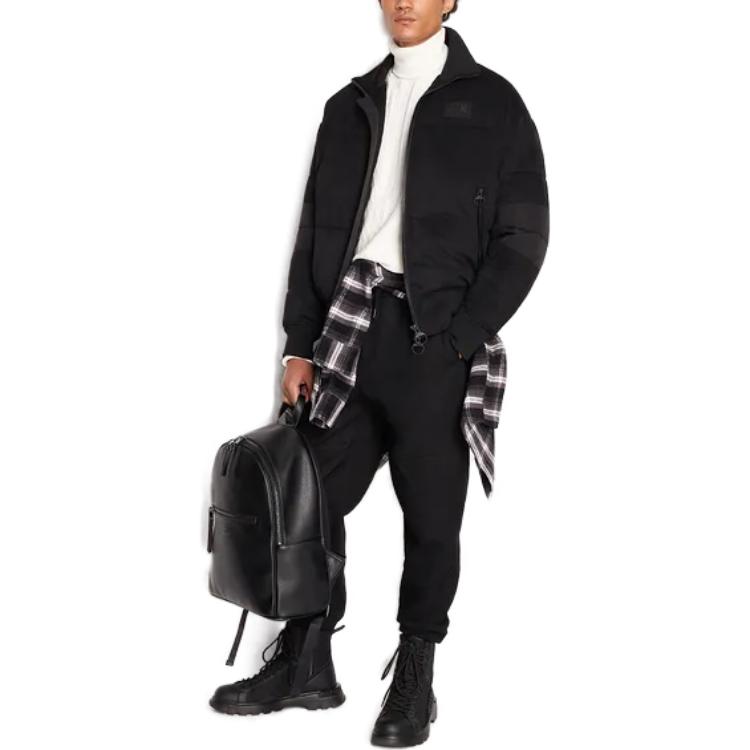 Emporio Armani Logo High Neck Zip Long Sleeve Jacket Men Jackets Black 6RZB32-ZE1AZ-1200