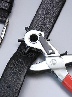 1Pc Multifunction Belt Punch Tool,Leather Hole Punch Tool 8.5" Heavy Duty 6 Size Revolving Leather Belt Hand Hole Puncher