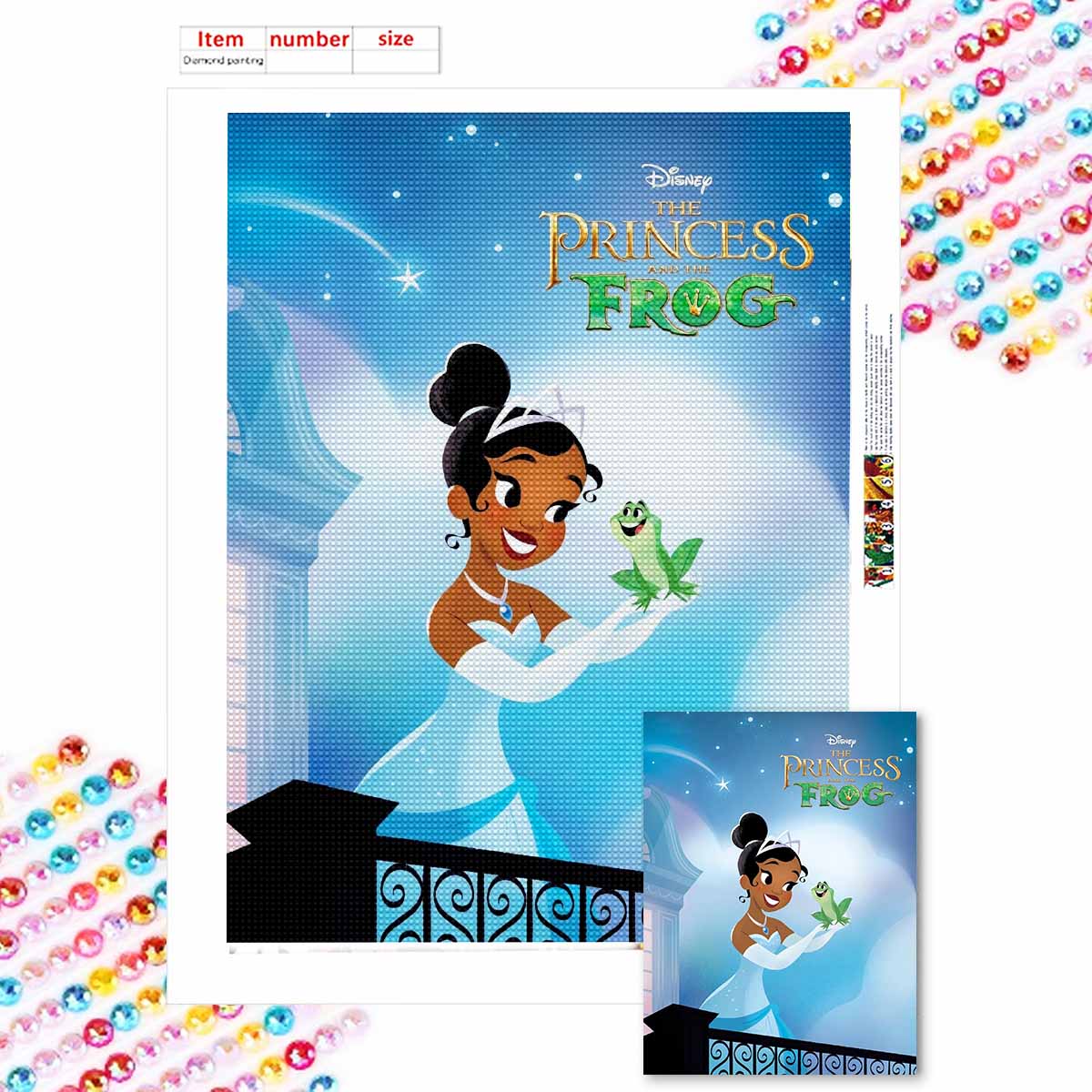 

5D Diy Diamond Painting The Frog and The Princess Full Drill Rhinestones Mosaic Embroidery Handmade Products Home Decor Gift Round 20x30cm