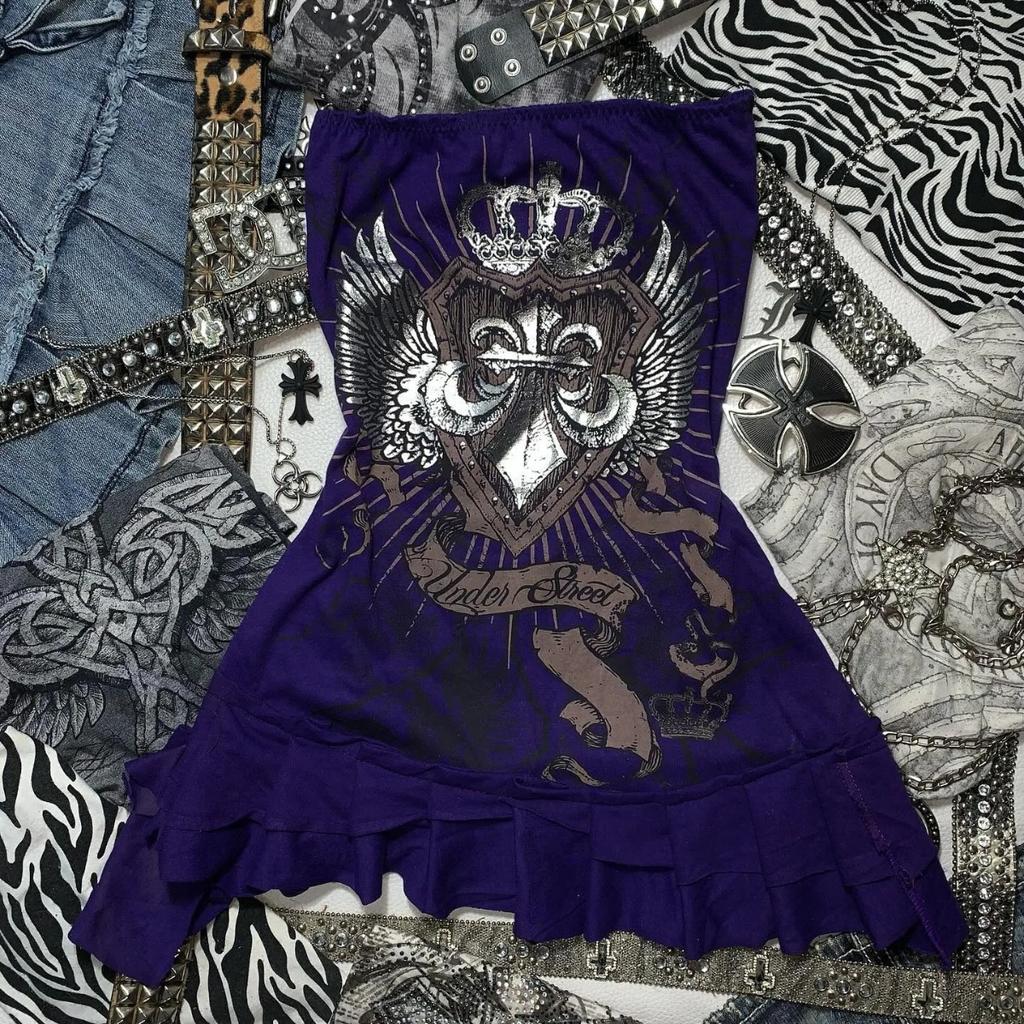 Ästhetisches Y2k Mädchen Trägertop Y2k Kleidung Blau Gothic Schleife Schlankmachender Unterteil für Frauen Kleid Sexy Mädchen High Street Charakter