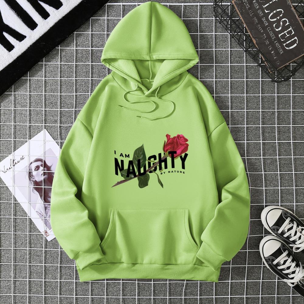 Women's Real Shot American Plant-printed Sweater Hooded Autumn and Winter New Men's and Women's Models