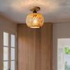 1pcs Handmade Bamboo Woven Ceiling Lamp Corridor Aisle Living Room Ceiling Light Retro Woven Lamps Decorative Fixtures No Bulb