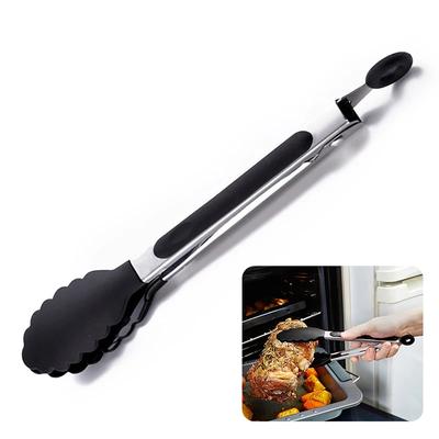 Pinze per alimenti Pinze da cucina in acciaio inossidabile Nylon siliconico Morsetto per clip da cucina antiscivolo Utensili per insalata per barbecue Accessori da cucina per griglia