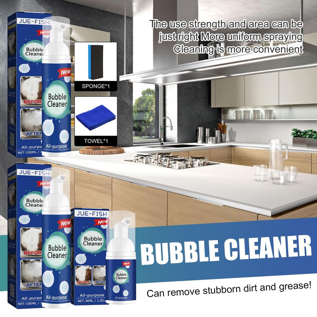 Jue-Fish foam oily cleaner household kitchen cleaning spray suitable for range hood stove oven to remove all kinds of grease stains  30ml