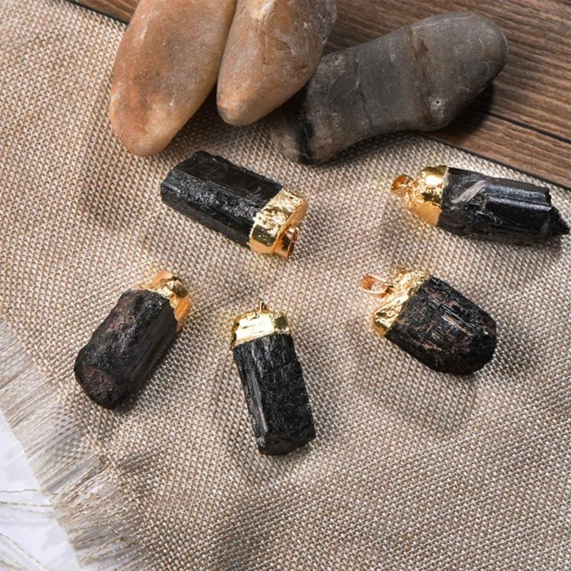 Pendente Pietra Tormalina Nera Naturale Cilindrico Grezzo Pendants Energetici Per Donna e Uomo Regalo Gioielli alla Moda
