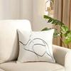 Simple Black White Couple Line Cushion Cover Reversible Plush Pillow Cover Soft Fluffy Home Decor for Sofa Bedroom