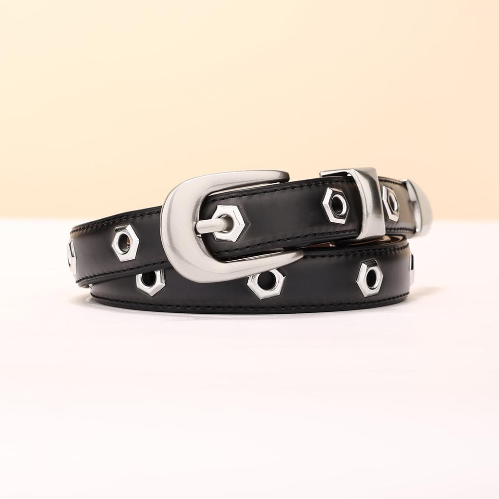 Thin Cowhide Veterinary Women's Belt Versatile Nailed Casual Pants Belt High-end Women's Belt