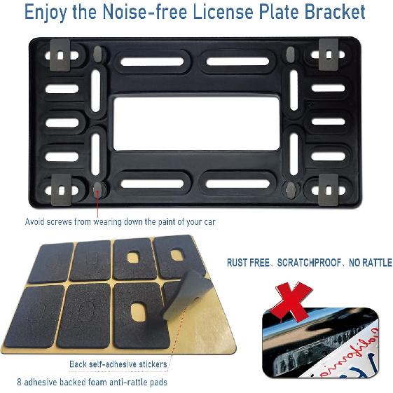 BGGTMO Front License Plate Mounting Kit- License Plate Bracket Holder Frame- Universal Bumper Car Tag Frame Mount Adapter With Stainless Steel Screw