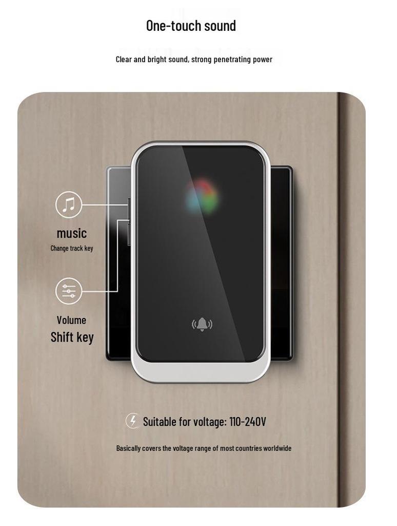 Wireless Doorbell with Adjustable Volume & Easy Plug-and-Play Smart Pairing for Elderly