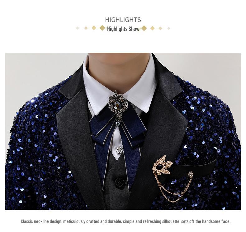 Smoching frumos pentru băieți: Set Costum cu Paiete pentru Spectacole și Podiumuri