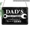 2D Flat, 1pc Dad's Fix-It Shop Aluminium Sign 8x12 Inch - Wrench Design, "If Dad Can't Fix It" Quote, Garage & Workshop Decor, Father's Day Gift for