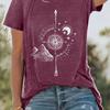 Women's T-shirt Planet Pattern Printing Trendy Large Size Clothing Round Neck Short Sleeve Loose Top Women's Party T-shirt
