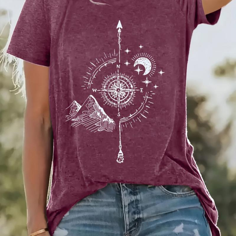 

Women s T-shirt Planet Pattern Printing Trendy Large Size Clothing Round Neck Short Sleeve Loose Top Women s Party T-shirt 6XL