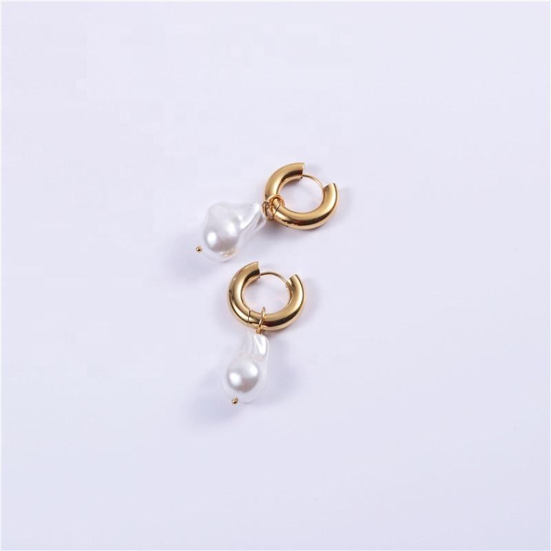 Metal Stainless Steel Hoop Earrings Vintage Large Pearl Charm Earrings 2026