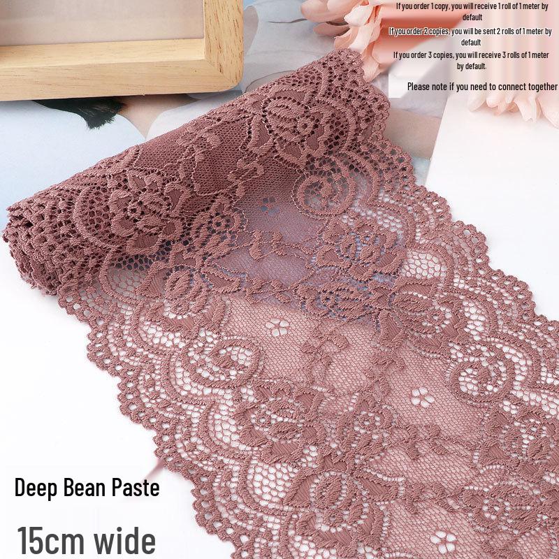 Bordo in pizzo elastico morbido largo 15 cm per decorazione di abbigliamento e gonne fai da te in bianco o nero