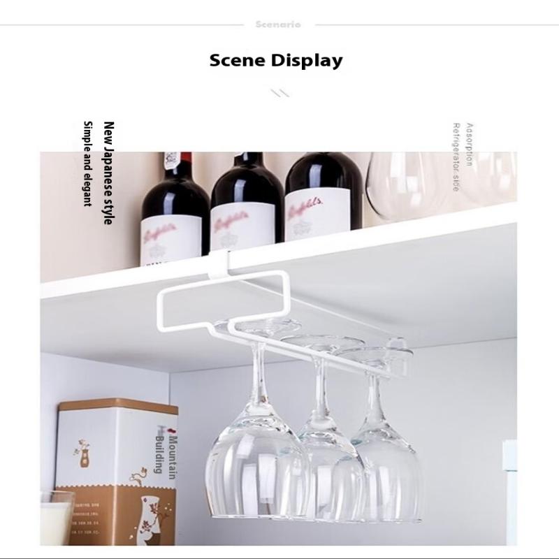 No Drilling Metal Wine Glass Holder - Stemware Rack For Under Cabinet Storage Kitchen Organization Kitchen/Bar Storage Supplies