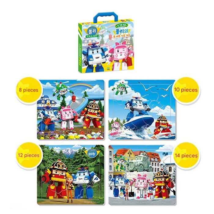 ROBOCAR POLI Taşıma Puzzle Seti Kore'de Üretilmiştir - İlk Puzzle 8–14 parça / Kamp Macerası 12–38 parça  (3 Seçenek)
