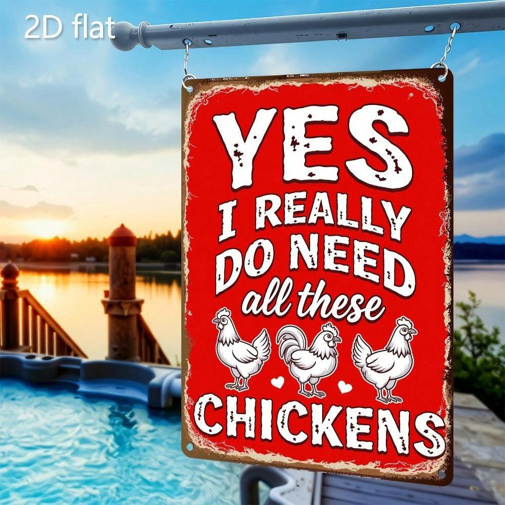 Vintage Metal Chicken Tin Sign Kitchen Wall Art Farmhouse Decor 8x12 Inch