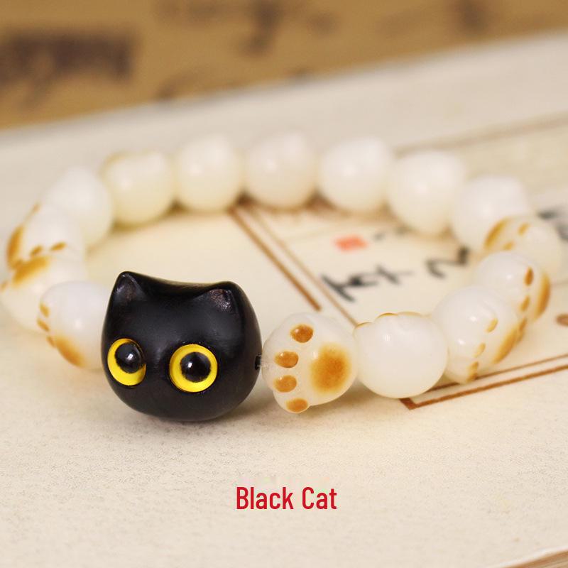 Bodhi Cat Claw Carved Bracelet - Women's Soft Wrap, Xiaohongshu Style, Charcoal-Roasted Bodhi.