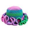 Colorful Crochet Ruffle Bucket Hat Warm Stretch Knit Hat New Year Celebration Women'S Fashion Handmade Beanie Hat