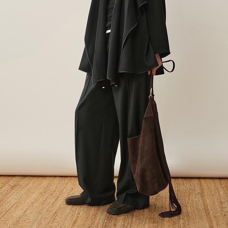 LESS Wool Straight-Leg Casual Trousers
