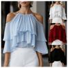 Zomer Mode: Een Veelzijdige, Elegante Off-the-Shoulder Geplooide Chiffon Blouse