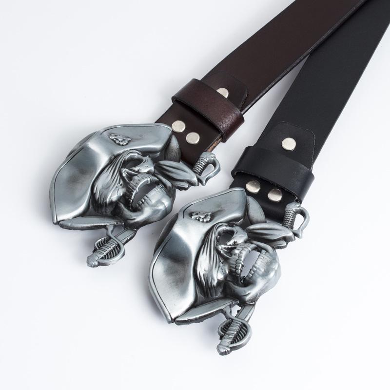 Lotte Junsen Men's Casual Leather Belt with Harley Motorcycle Buckle