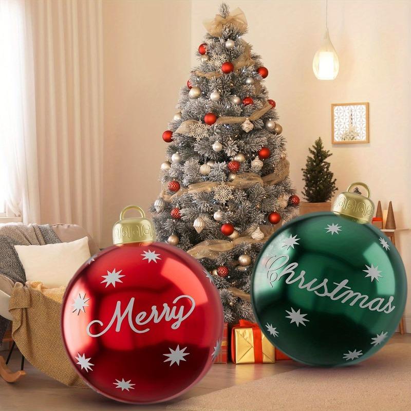 2pcs 60cm Inflatable Christmas Balls Outdoor Yard Large PVC Inflatable Balls Set XMAS Ornaments Christmas Party Decorations 2025