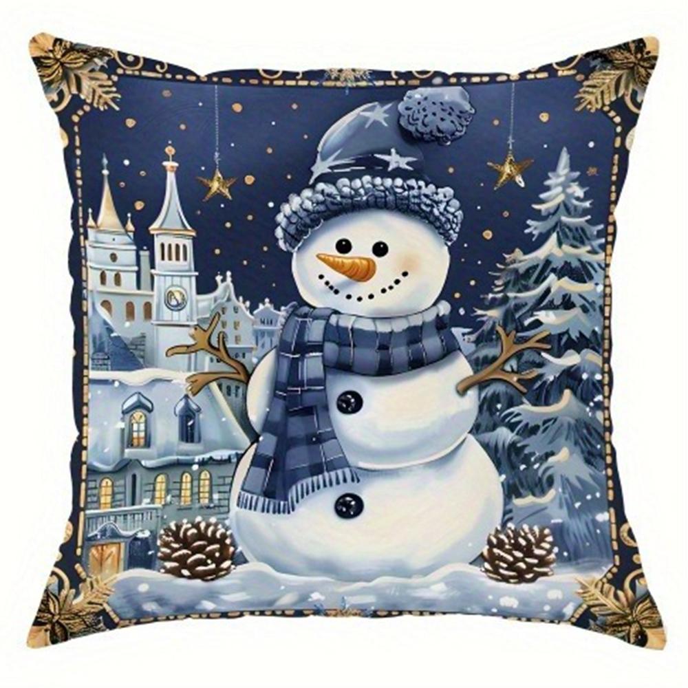 

Рождественское украшение наволочка Санта-Клаус снеговик елка узор подходит для дома комната диван подушка чехол подарок другу 40x40cm