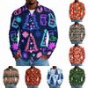 Men's Casual Long Sleeve Shirt with Christmas Print for Spring and Daily Wear