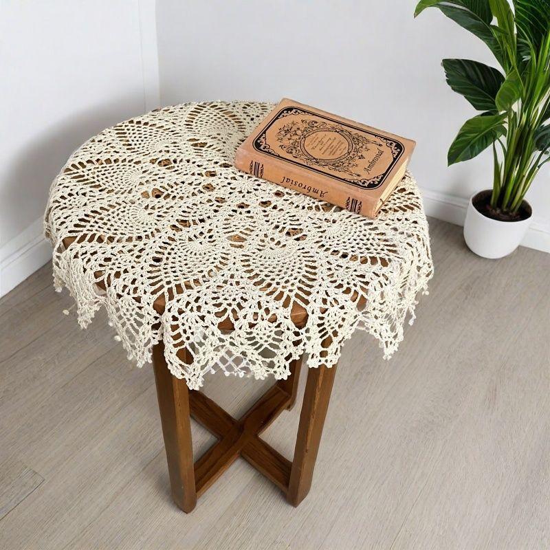 1 Stück Vintage Tischdecke Deckchen Spitze Häkeln Blumen Tischdecke Abdeckung Matte Durchbrochene Spitze Bankett Hochzeit Dekoration