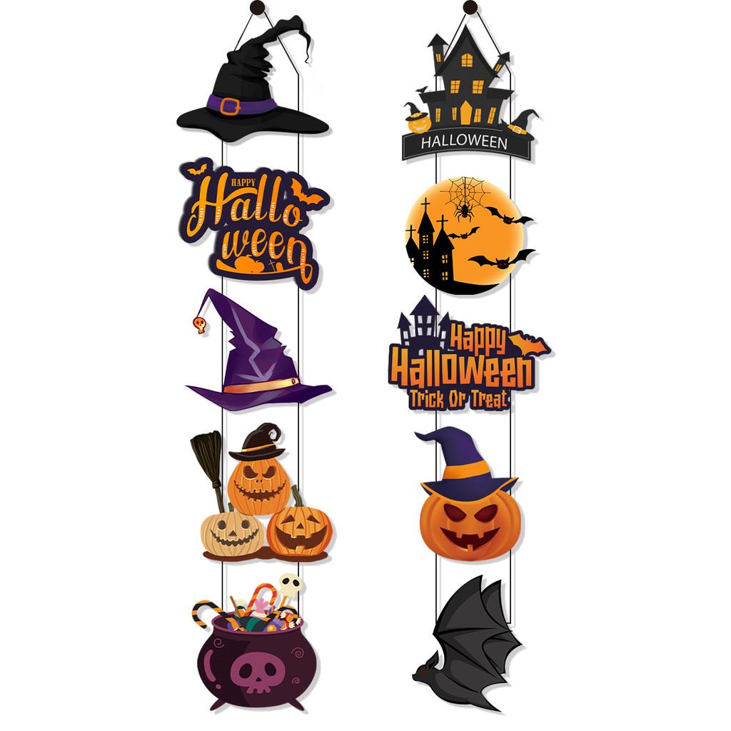 Halloween Festive Door Decoration With Bat Pumpkin Door Hanging Scene For