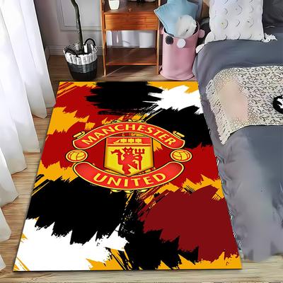 """Manchester United Logo Teppich mit rotem und schwarzem abstraktem Design"" Geeignet für den Einsatz als Anti-Rutsch-Matte für Wohnzimmer, Schlafzimmer, Sofas"""