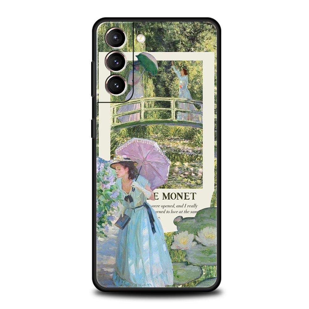 Claude Monet Art Phone Case For Samsung Galaxy S26 Ultra S25 Plus S24 FE S23 S22 5G S21 S20 Cover Black Soft