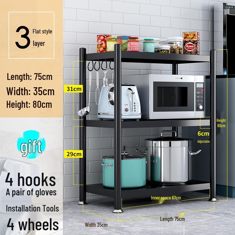 Freestanding Multi-Layer Kitchen Storage Rack for Microwave and Pots