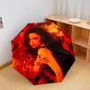 1pc Ayliva Pattern Umbrella Portable Folding Umbrella Iron Frame Hole Bone Structure Outdoor Home Umbrella