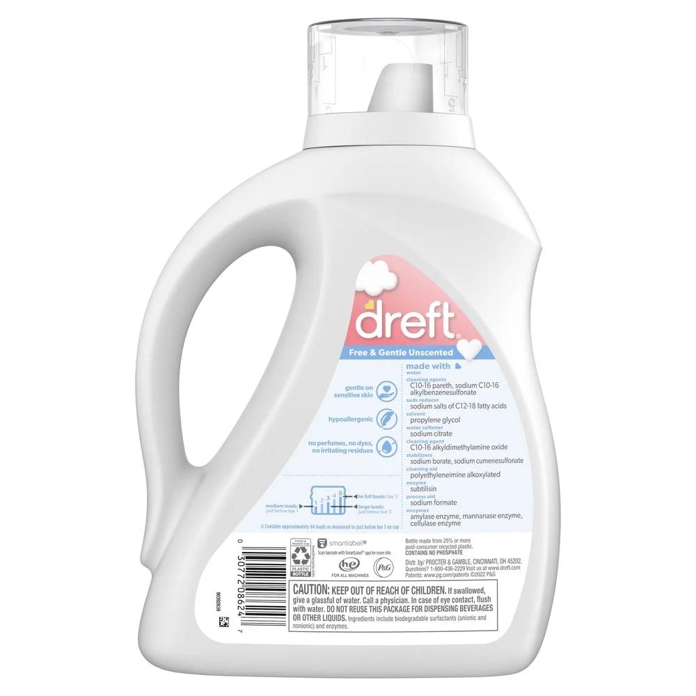 Baby Liquid Laundry Detergent Hypoallergenic Gentle On Sensitive Skin 64 Loads 92 Fl Oz Pediatrician Recommended Free & Gentle