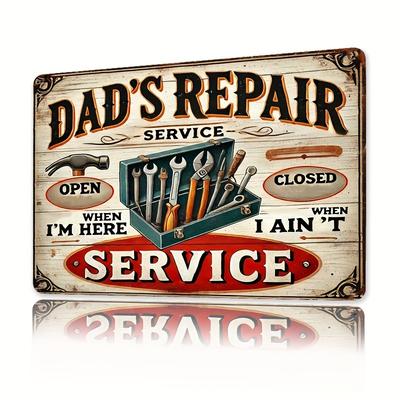 Schild DadS Reparaturservice Blechschild Eisen Wandkunst Geeignet für Heimbars Männerhöhlen Cafés und Garagendekoration Einzigartig