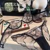 Summer Mesh White Lace Underwear Women's Suit Thin Cup Breathable Chest Small Soft Steel Ring Anti-hanging Upper Support Bra Cover